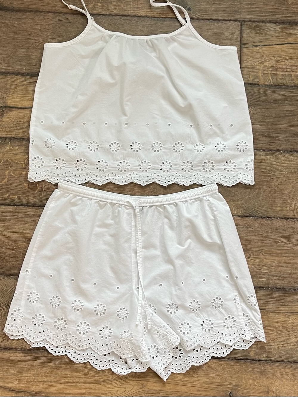Ann Taylor White Eyelet Cotton Pajama Set
